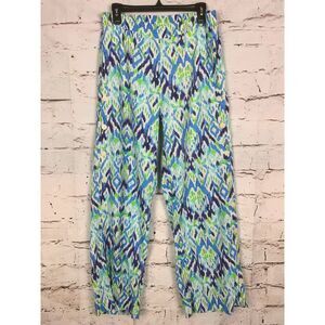 Soft Surroundings Medium Wide Leg Pants Sonoma Linen Viscose Blend Green Teal